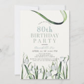 雪エレガント滴水彩80誕生日 招待状 (正面)