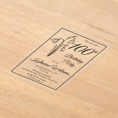 雪エレガント滴100th誕生日パーティー アクリル招待状 (レイダウン)