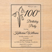 雪エレガント滴100th誕生日パーティー アクリル招待状 (正面)