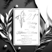 雪エレガント滴21歳の誕生日パーティースタンプ 箔招待状