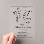 雪エレガント滴21歳の誕生日パーティー アクリル招待状 (インサイチュ (ポータブル))