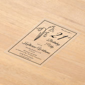 雪エレガント滴21歳の誕生日パーティー アクリル招待状 (レイダウン)