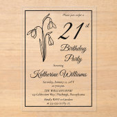 雪エレガント滴21歳の誕生日パーティー アクリル招待状 (正面)