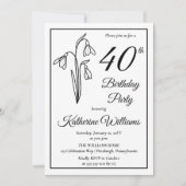 雪エレガント滴40歳の誕生日パーティー 招待状 (正面)