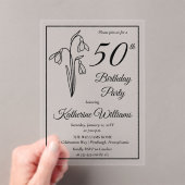 雪エレガント滴50歳の誕生日パーティー アクリル招待状 (インサイチュ (ポータブル))