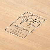 雪エレガント滴50歳の誕生日パーティー アクリル招待状 (レイダウン)