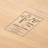 雪エレガント滴70歳の誕生日パーティー アクリル招待状 (レイダウン)