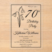 雪エレガント滴70歳の誕生日パーティー アクリル招待状 (正面)