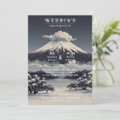 雪エレガント火山結婚式招待状 招待状 (スタンド正面)