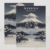 雪エレガント火山結婚式招待状 招待状 (正面/裏面)