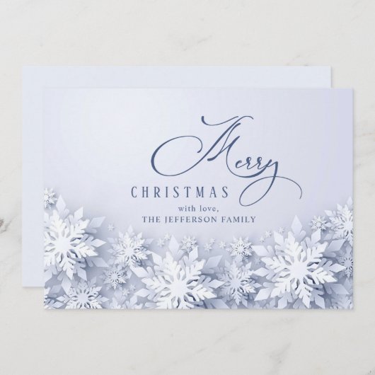 雪エレガント片のクリスマス シーズンカード (正面/裏面)