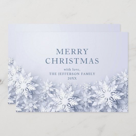 雪エレガント片のクリスマス シーズンカード (正面/裏面)