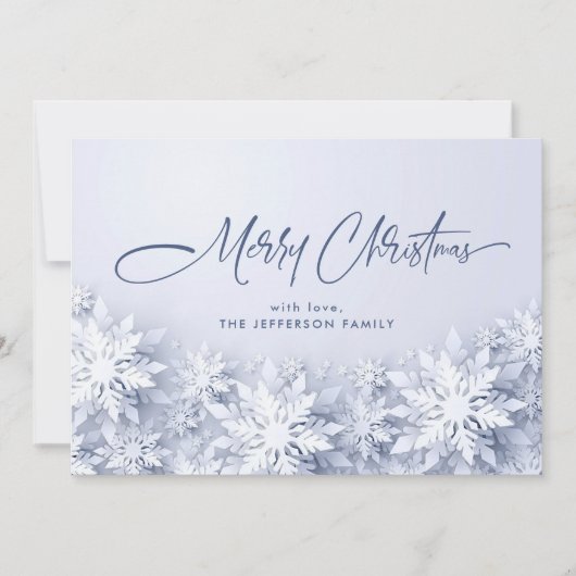 雪エレガント片のクリスマス シーズンカード (正面)