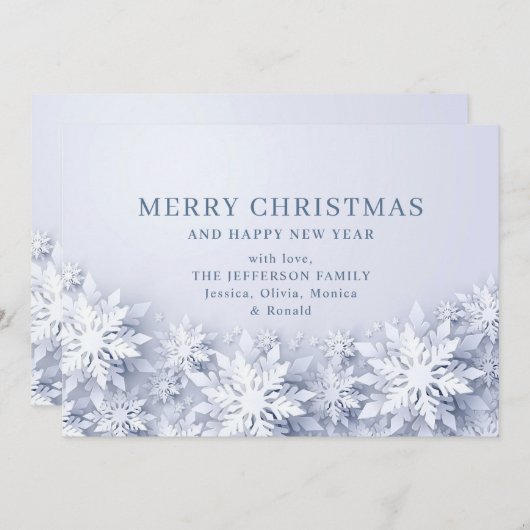 雪エレガント片のクリスマス シーズンカード (正面/裏面)