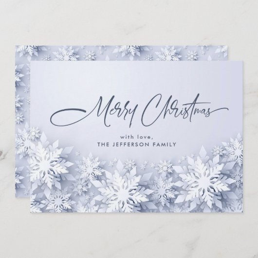 雪エレガント片のクリスマス シーズンカード (正面/裏面)