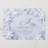 雪エレガント片のクリスマス シーズンカード (正面/裏面)