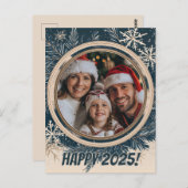 雪エレガント片の冬の幸せな新年 ポストカード (正面/裏面)