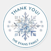 雪エレガント片の水の色ありがとう ラウンドシール (正面)