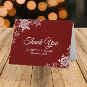 雪エレガント片は濃い赤の結婚の サンキューカード