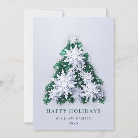 雪エレガント片クリスマスグリーティングホリデー シーズンカード (正面)