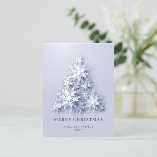 雪エレガント片クリスマスグリーティングホリデー ポストカード (スタンド正面)