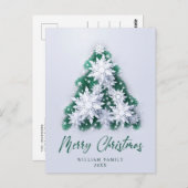 雪エレガント片クリスマスグリーティングホリデー ポストカード (正面/裏面)