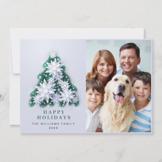 雪エレガント片クリスマスグリーティング写真 シーズンカード (正面)