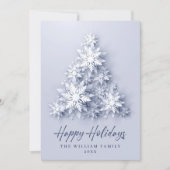 雪エレガント片クリスマスツリーグリーティング シーズンカード (正面)
