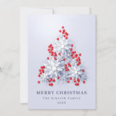 雪エレガント片クリスマスツリーグリーティング シーズンカード (正面)