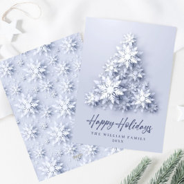 雪エレガント片クリスマスツリーグリーティング シーズンカード