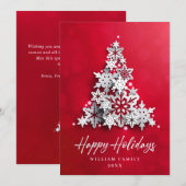 雪エレガント片クリスマスツリーグリーティング シーズンカード (正面/裏面)