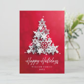 雪エレガント片クリスマスツリーグリーティング シーズンカード (スタンド正面)