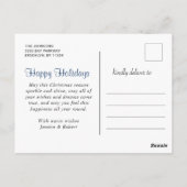 雪エレガント片クリスマスツリーグリーティング ポストカード (裏面)