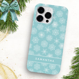 雪エレガント片クリスマスティール（緑がかった色）ブモノグラムのルー Case-Mate iPhone 14 PRO MAXケース