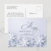 雪エレガント片クリスマスホリデーグリーティング ポストカード (正面/裏面)