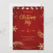 雪エレガント片クリスマスホリデーパーティー 招待状 (正面)