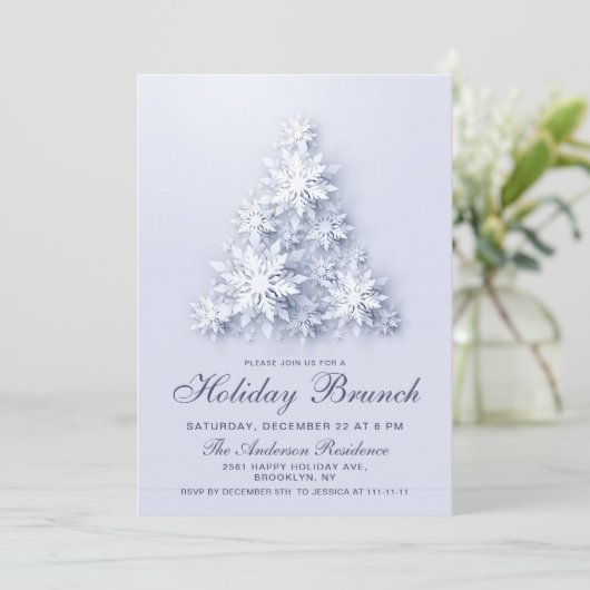 雪エレガント片クリスマスホリデーブランチ 招待状 (スタンド正面)