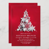 雪エレガント片クリスマスホリデーブランチ 招待状 (正面/裏面)