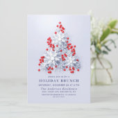 雪エレガント片クリスマスホリデーブランチ 招待状 (スタンド正面)