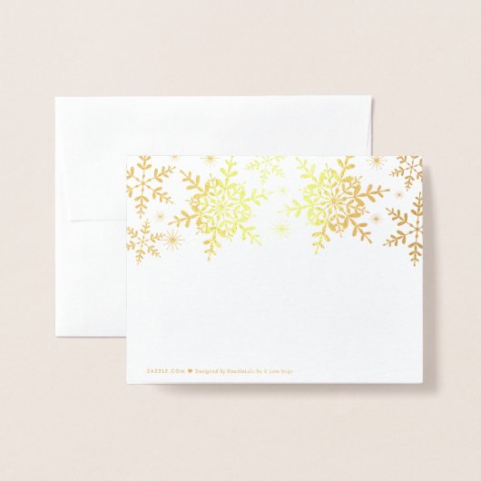 雪エレガント片クリスマス冬ありがとう金ゴールド 箔カード (裏面封筒付き)