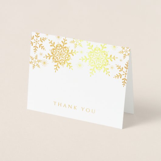 雪エレガント片クリスマス冬ありがとう金ゴールド 箔カード (正面)