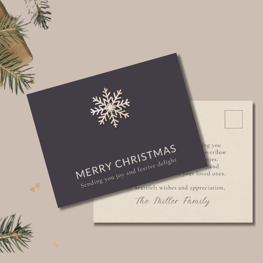 雪エレガント片クリスマス葉書 シーズンポストカード