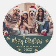 雪エレガント片グリーンと金ゴールド写真クリスマス