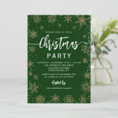 雪エレガント片グリーンレッドクリスマスパーティー 招待状 (スタンド正面)