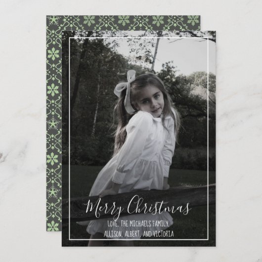 雪エレガント片グレイモダン北欧1枚 シーズンカード (正面/裏面)