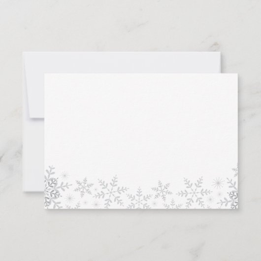 雪エレガント片シルバークリスマスウィンターウェディング 出欠カード (裏面)