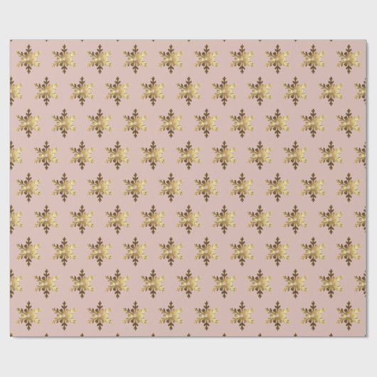 雪エレガント片パターンソフトピンクのクリスマス ラッピングペーパー (フラット)