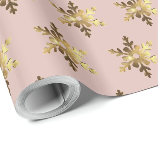 雪エレガント片パターンソフトピンクのクリスマス ラッピングペーパー (ロールコーナー)