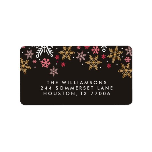 雪エレガント片パーソナライズされた休日ラベル ラベル (正面)