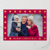 雪エレガント片フォトクリスマス 箔シーズンカード (正面)